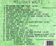 Melissa's Waltz CD Back Cover